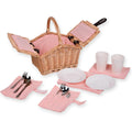 unus picknickkorb fuer kinder rechteckig weide komplettset 2 personen mit besteck tellern und bechern mit stoffauskleidung tragbarer weidenkorb fuer picknick und ausfluege