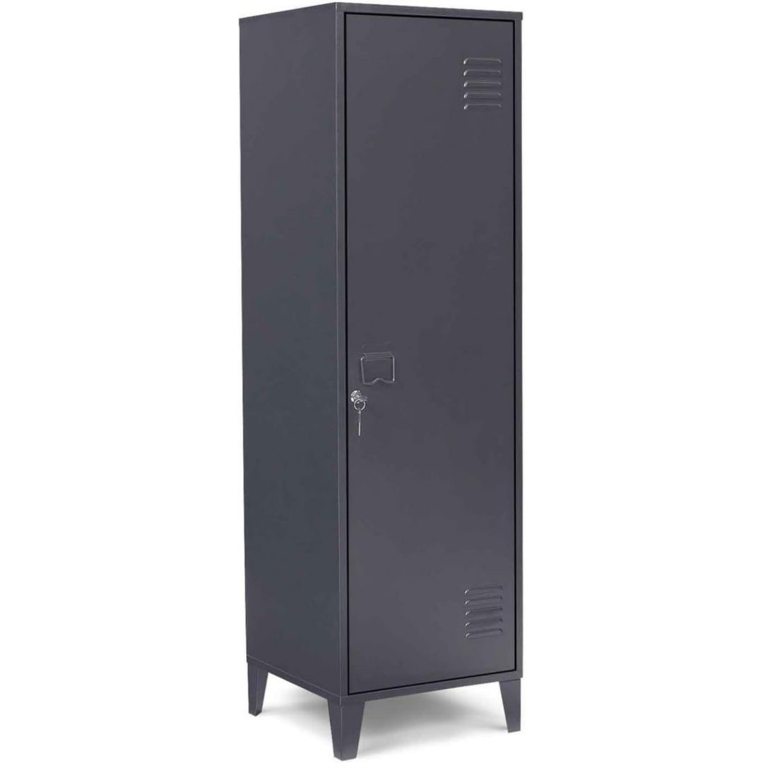idmarket - garderobenschrank ester metalltuer dunkelgrau industriedesign