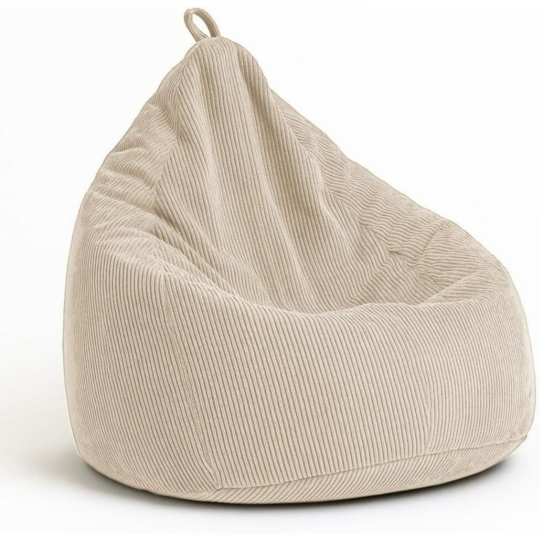 chilly pilley sitzsack aus cord mit eps-fuellung - sitzkissen - bequem bean bag cremefarbig 65x85