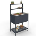idmarket - outdoor-kuechenmoebel pareo 2 tueren und 2 haengeregale aus anthrazitgrauem stahl mit 2 tueren und 2 haengeregalen