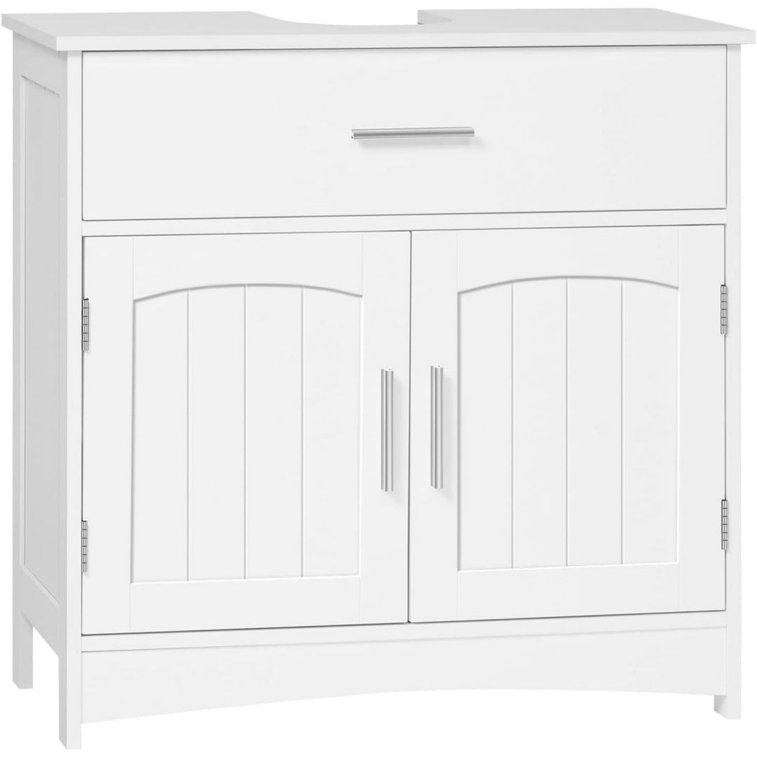 eugad waschbeckenunterschrank badezimmerschrank mit schubladen 2 faecher hinter tuer verstellbare ablage badezimmer unterschrank waschtischunterschrank weiss 60x60x30 cm