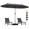 doppelsonnenschirm mit staender 400 x 200 cm upf 50 anthrazit upf 50 gartenschirm mit kurbel terrassenschirm marktschirm fuer garten terrasse anthrazit