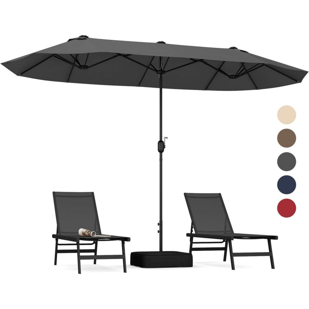 doppelsonnenschirm mit staender 400 x 200 cm upf 50 anthrazit upf 50 gartenschirm mit kurbel terrassenschirm marktschirm fuer garten terrasse anthrazit
