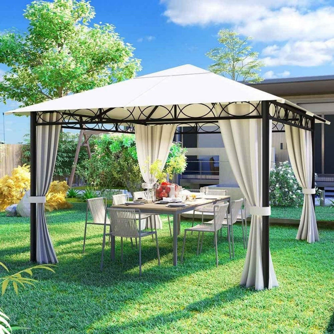 gartenpavillon 3 x 3 m aus robustem metall mit reissverschluss ideal fuer den aussenbereich wasserdichte abdeckung eisenrohrkonstruktion elegantes und modernes design 3 x 3 meter