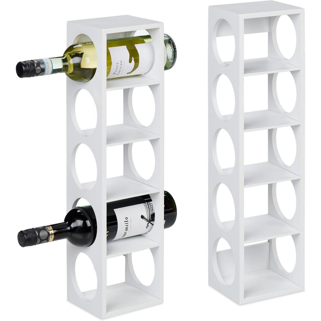 relaxdays weinregal fuer 5 flaschen 2er set weinstaender bambus hxbxt 53 x 14 x 12 cm weinhalter stehend kueche weiss