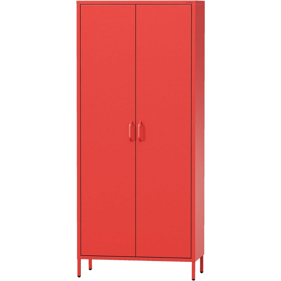 jan nowak kleiderschrank metall 2-tuerig garderobenschrank gross 80x185x45 cm schlafzimmerschrank mit ablagen kleiderstange leisem magnetverschluss geraeumiger stauraum fuer kleidung und zubehoer